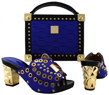 New Coming Fashion Italian Shoes With Matching Bags Set For Wedding And Party African Shoes And Bag Sets Size Purple BCH-21