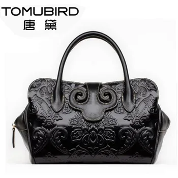 Famous brand top quality dermis women bag 2016 new National Wind printing hand bag and Retro Chinese wind handbag