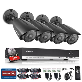 ANNKE 4CH 720P CCTV System HD 1280*720P 1500TVL CCTV Outdoor IR Night Vision Camera kit Home Security System Surveillance kit