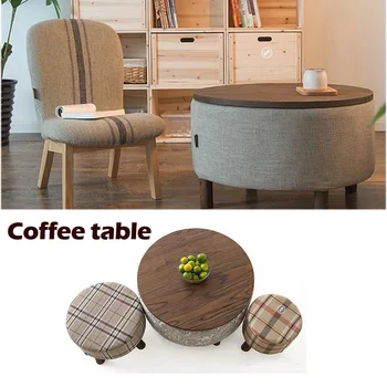 Wood Coffice Table,Pure cotton cloth,rustic Wood furniture,Tea table,coffee table with storage,Fashion live room furniture