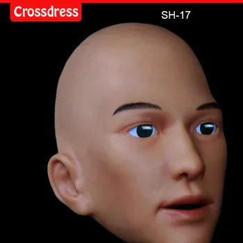 NEW!!SH-17 realistic male silicone rubber crossdress half face mask crossdresser doll, human face mask