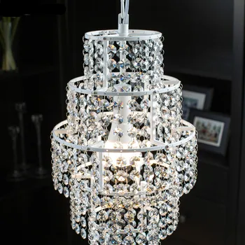 Modern Fashion Romantic Luxurious K9 Crystal Iron Led E14 Pendant Light For Dining Room Aisle Entrance Dia 24*43cm 1894