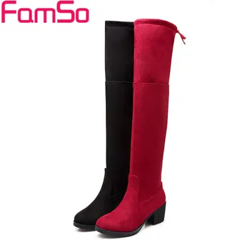 Plus Size34-43 2017 new Sexy Women Boots black Autumn over the Knee boots high heels Red shoes Winter Female Snow Boots SBT2972