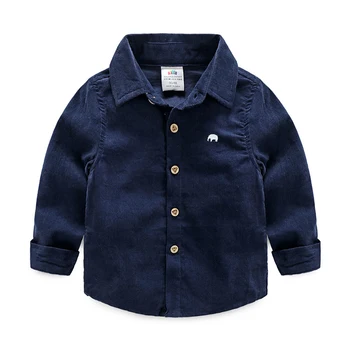 2 to10 Years Baby boy solid color shirt 2017 autumn children's clothing child corduroy long-sleeve Boys Blouses Kids Shirts