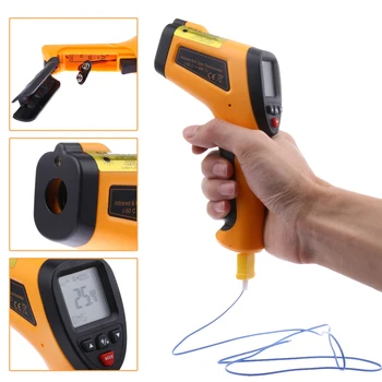 High Precision PIR Temperature Infrared Thermometer -50 to 850 Degree Non-Contact Laser LCD Display Thermometer For Industry
