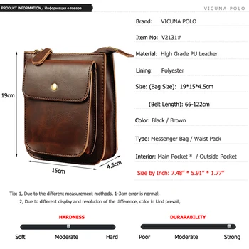VICUNA POLO England Vintage Style Small Men Messenger Bag Man Motorcycle Bags With Flap Silt Pocket Fashion Flap Bag Waist Pack