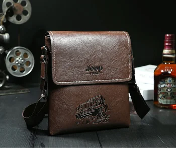 2016 Men's shoulder messenger bag PU leather style leisure and business travel office essential travel boarding 22 * 26 * 5cm