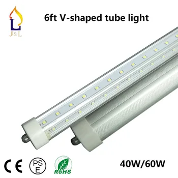 50pcs/lot T8 led V shape tube light Super Bright 40W 60W 6ft 48W 8ft Single pin base Fa8 smd2835 Led Fluorescent Bulbs AC85-265V