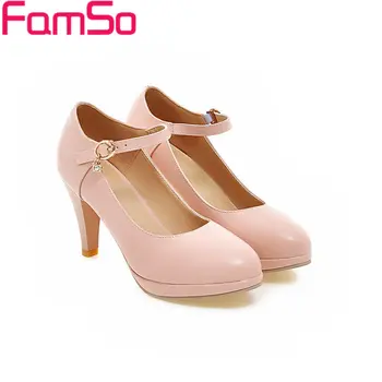 FAMSO 2017 New Sexy Women Pumps Round toe Shoes High Heels Office Low Shoes Designer Office Women's Pumps ZWP2641