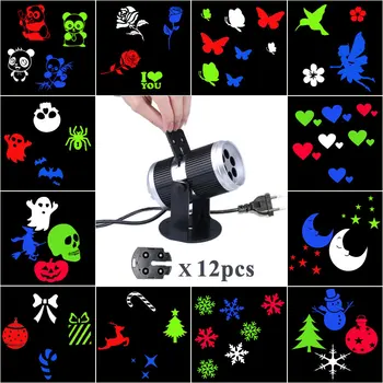 YOTOOS Graphics Projector Lamp LED Stage Light Bowknot Heart Spider Snowflake Bat Holiday Party Lights Garden Lamp effect light