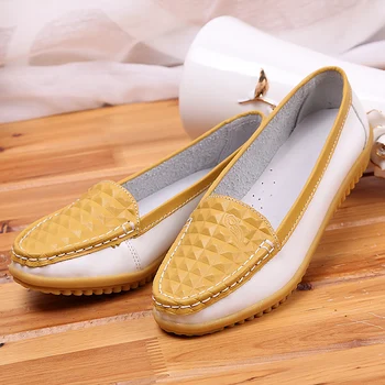 New 2017 patchwork genuine leather women boat shoes fashion slip on flat with mother shoes top quality loafers women flats shoes
