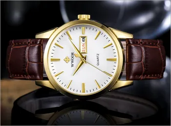 Men Watches Top Brand Date Day Genuine Leather Clock Luxury Gold Casual Watch Men's Quartz Sports Wrist Watch Relogio Masculino