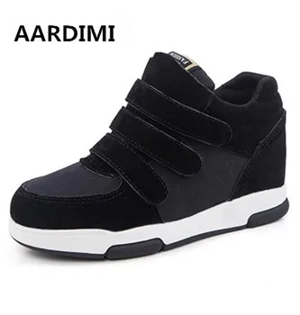 Designer high/middle/low height increasing ankle boots woman fashion hook&loop casual shoes woman solid women boots