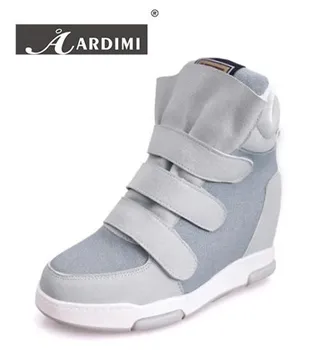 Designer high/middle/low height increasing ankle boots woman fashion hook&loop casual shoes woman solid women boots