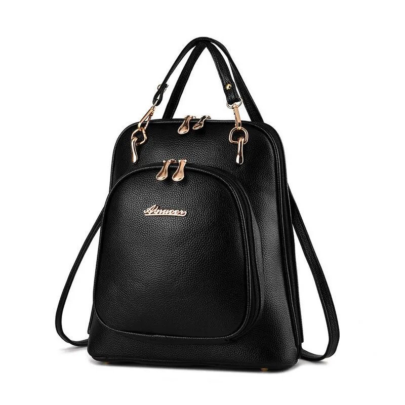 Y40 Multicolor Women PU Leather Backpacks for Teenage Girls Stylish School Backbag black Casual Women Leather Shoulder Bags