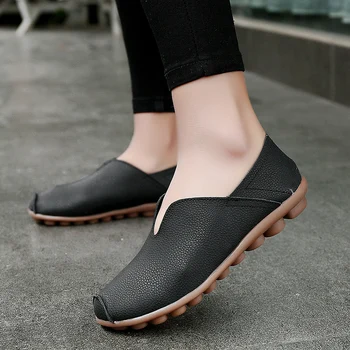 HOT 2017 vintage genuine leather women shoes 4 colors slip on round toe casual flats shoes spring solid ballet flats shoes woman