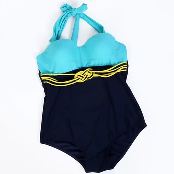 Plus Size Swimwear Women Vintage Monokini One Piece Swimsuit XL - 3XL Plus Beach Bathing Suit