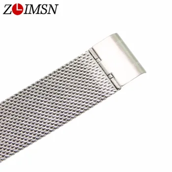 ZLIMSN Silver Mesh Watchbands Adjustable Stainless Steel Belt Watch Strap 22 24mm Bracelet Watches Accessories Replacement S21