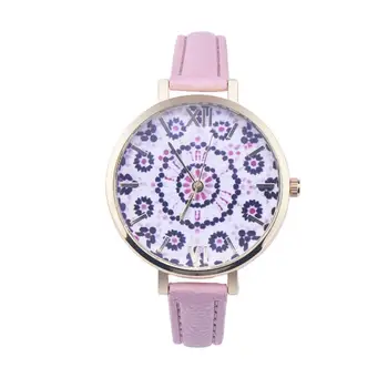 Relojes Mujer 2017 Floral Pattern Leather Quartz Watch Women Wrist Roman Numerals Dial Clock Watches Men Dress Hours Relogio