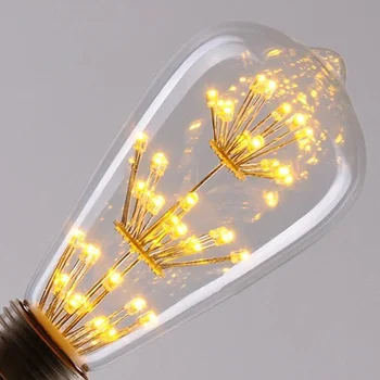 Tanbaby 3W ST64 LED Filament bulb E27 Warm white Edison light bulbs 3000K Squirrel Cage Vintage style replace Incandescent lamp