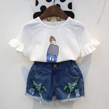 Sodawn NEW Casual clothing set 2 pieces T-shirts+short skirts Tracksuit girls baby clothes kids set