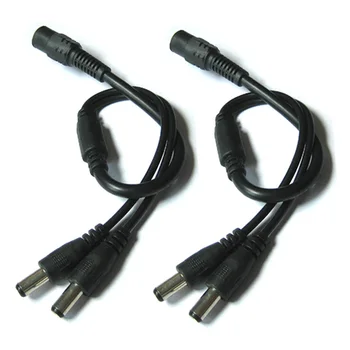 2pcs DC 1 to 2 Power Splitter Cable 1 Female to 2 male Cord 5.5x2.1mm for CCTV Camera