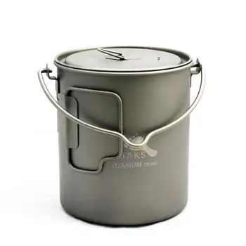 TOAKS Titanium Pot with Bail Handle Outdoor Hung Pot Titanium Camping Ultralight Pot Titanium Camping Hung Pot 750ml
