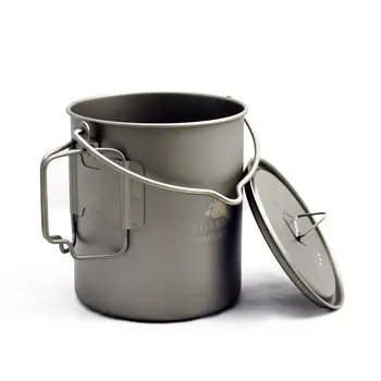 TOAKS Titanium Pot with Bail Handle Outdoor Hung Pot Titanium Camping Ultralight Pot Titanium Camping Hung Pot 750ml