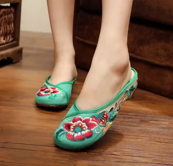 Hibiscus Embroidery Slippers Summer Fashion Women Sandals Chinese Style Casual Shoes Flower Sandals Shoes Woman SMYXHX-10005
