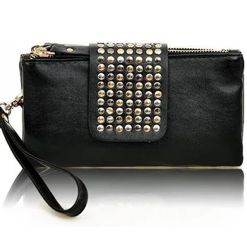 New Fashion Women Leather Handbag Retro Rivet Leopard Designer Luxury Female Purse Wallet Day Clutch Bag bolsa feminina LJ234