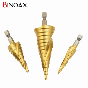 Binoax 3pcs Hexagonal Shank Large HSS Steel Step Cone Drill Titanium Bit Set Hole Cutter 4-12/20/32mm #ND01006#