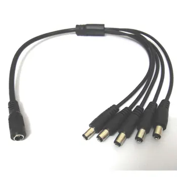DC 1 to 5 Power Splitter Cable Adaptor For CCTV Camera 1 Female to 5 Male Cord 5.5x2.1mm