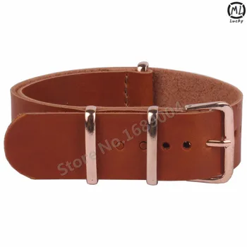18mm 20 mm 22mm NATO Brown PU Leather Watchbands Men Women Casual Watches Straps Wristwatch Band Rose Gold Buckle 20mm Belts
