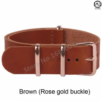 18mm 20 mm 22mm NATO Brown PU Leather Watchbands Men Women Casual Watches Straps Wristwatch Band Rose Gold Buckle 20mm Belts
