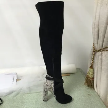 Women Boots 2016 Ladies Party Boots Botas Mujer Designer Hand Square Heels Boots Bottes Femmes Custom Made Plus