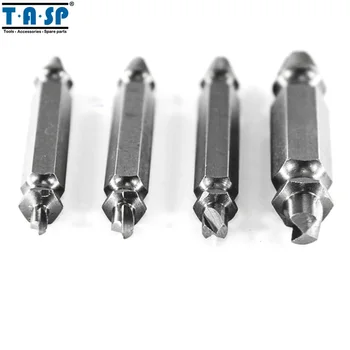 TASP 4 Pieces Damaged Screw Extractor Remover Drill Bit Set with 1/4 inch(6.35mm) Hex Shank & Case