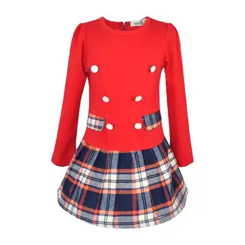 Baby girls dress spring autumn plaid full sleeve children kid's campus school princess dress cotton wear