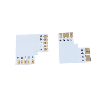 10PCS/Lot 12mm 5pin LED Strip Clip With L Type Right Angle Connector For 5050 RGBW RGBWW Strip Light No Need Soldering