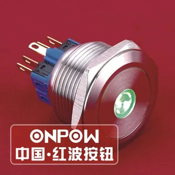 ONPOW 28mm 12V Green Dot LED Waterproof IP65 Momentary Stainless steel Push button switch (GQ28-11D/G/12V/S) CE, ROHS