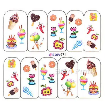Nail Art Water Decals Colorful Yummy Icecream Cake Pattern Nail Transfer Stickers #BOP071