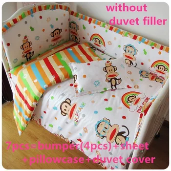Promotion! 6/7PCS Infant baby bedding set Infant Bedding Sets Nursery Bedding sets , 120*60/120*70cm
