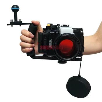 Meikon 40m/130ft Underwater Camera Housing for Sony DSC RX100 IV + Red Underwater Filter (wet 67mm) + Diving Handle