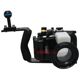 Meikon 40m/130ft Underwater Camera Housing for Sony DSC RX100 IV + Red Underwater Filter (wet 67mm) + Diving Handle