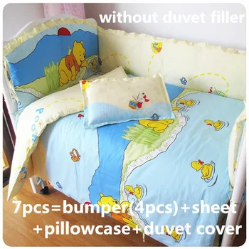 Discount! 6/7pcs Baby Bedding Set Crib Cot bedding Set Cotton Service Baby Bedding ,120*60/120*70cm