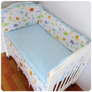 Promotion! 6PCS baby Bedding sets baby girl bedding crib sets (bumpers+sheet+pillow cover)