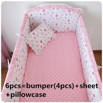 Promotion! 6/7PCS Baby Crib Bedding Set Cotton, Baby Cot Bedding Set Nursery Bedding, 120*60/120*70cm