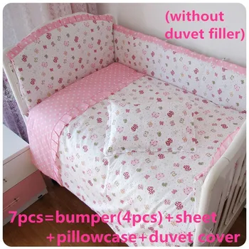 Promotion! 6/7PCS Baby Crib Bedding Set Cotton, Baby Cot Bedding Set Nursery Bedding, 120*60/120*70cm
