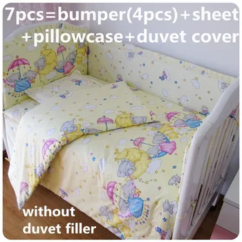 Discount! 6/7pcs Cotton baby bedding set unpick and wash the crib piece set baby cot set,120*60/120*70cm