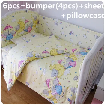 Discount! 6/7pcs Cotton baby bedding set unpick and wash the crib piece set baby cot set,120*60/120*70cm