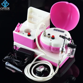 OPHIR Pink Mini Air Compressor with 7cc&22cc Bottle 0.3mm Airbrush Kit for Makeup Body Paint & Nail Art _AC067P+005+011